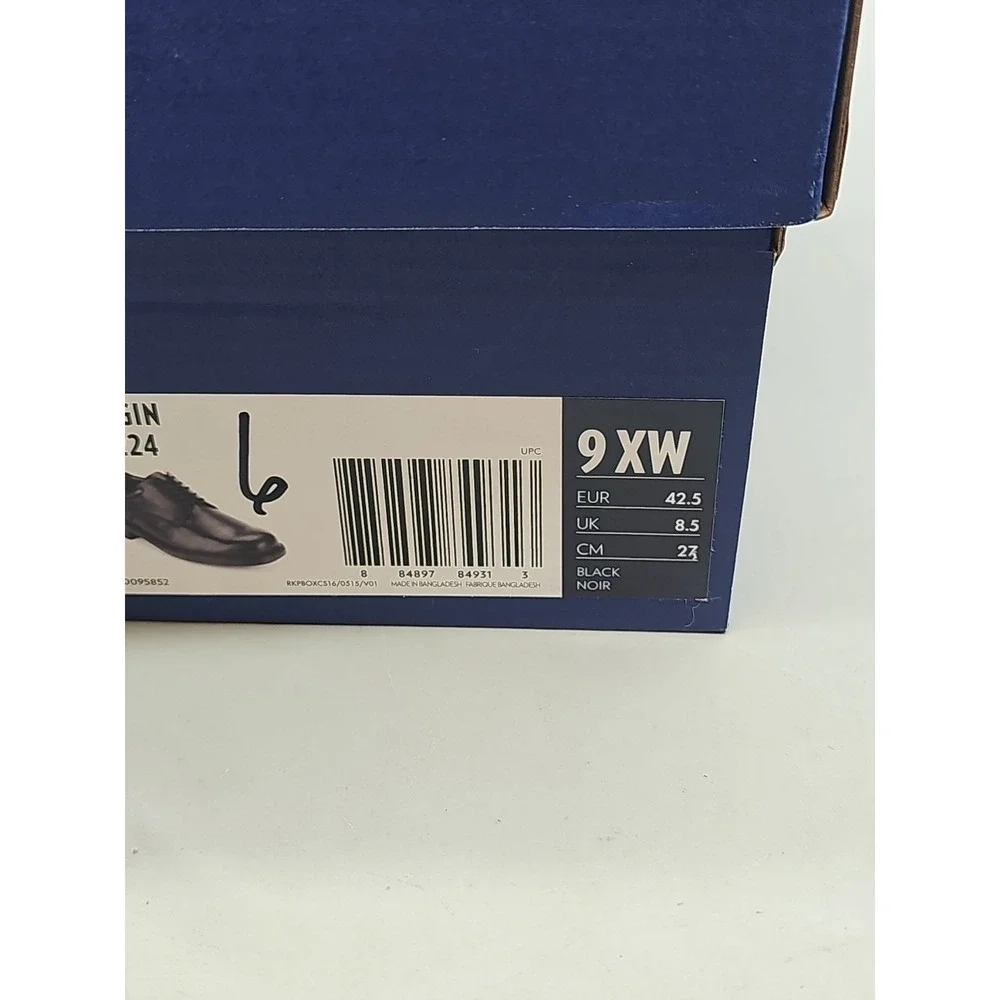 Rockport Men's Margin Oxford‎ Dress Shoe Black Size 9XW New